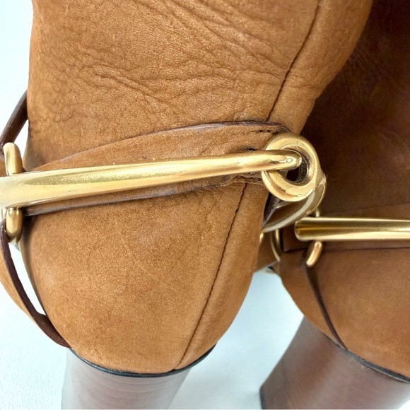 GUCCI | Vintage Brown Nubuck Horsebit Knee High Heel Boots Size 37 - Picture 9 of 16